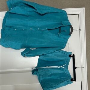 Lou & Grey Teal Casual Button Down Shirt